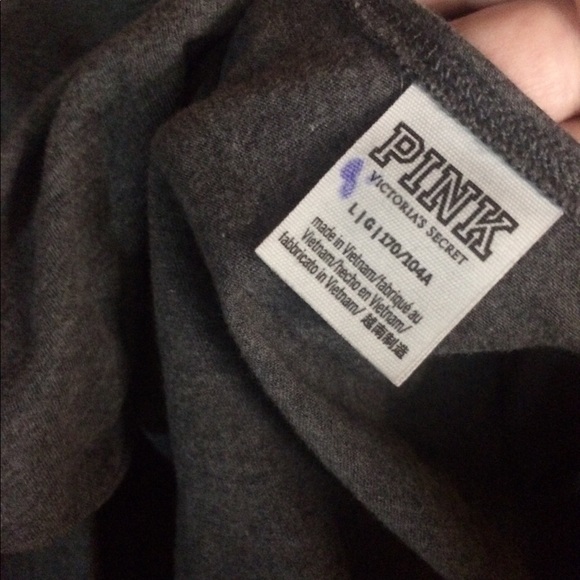 Victoria’s Secret Pink Long Sleeve Gray Sequined Logo Top - Picture 8 of 9